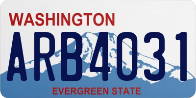 WA license plate ARB4031