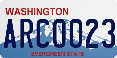 WA license plate ARC0023