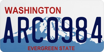 WA license plate ARC0984