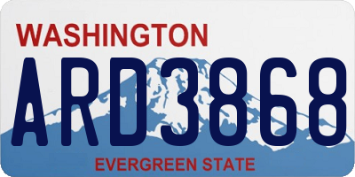 WA license plate ARD3868