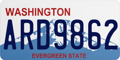 WA license plate ARD9862