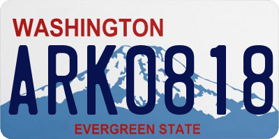 WA license plate ARK0818