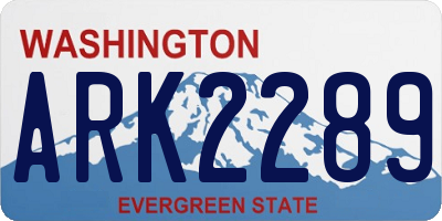 WA license plate ARK2289