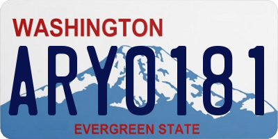 WA license plate ARY0181