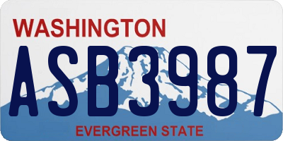 WA license plate ASB3987