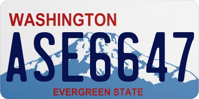 WA license plate ASE6647