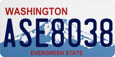 WA license plate ASE8038