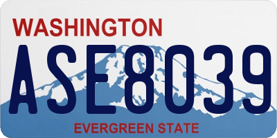 WA license plate ASE8039