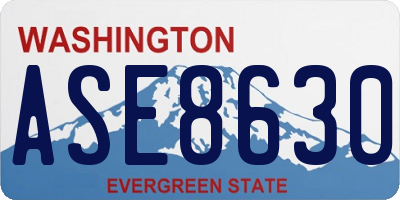 WA license plate ASE8630