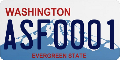 WA license plate ASF0001