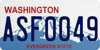 WA license plate ASF0049