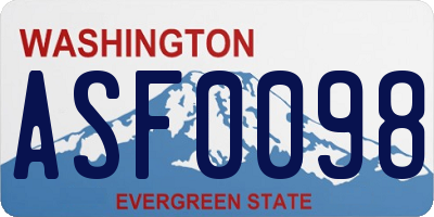 WA license plate ASF0098