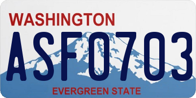 WA license plate ASF0703