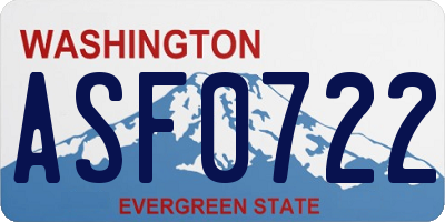 WA license plate ASF0722