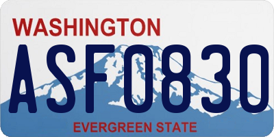 WA license plate ASF0830