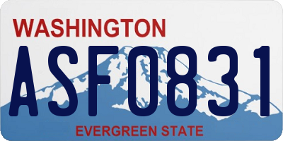 WA license plate ASF0831