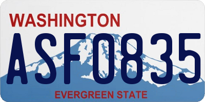 WA license plate ASF0835