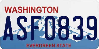 WA license plate ASF0839