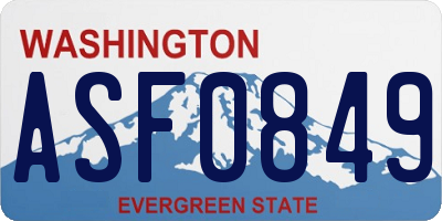 WA license plate ASF0849