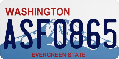 WA license plate ASF0865