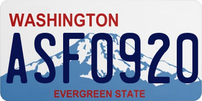 WA license plate ASF0920