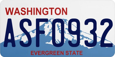 WA license plate ASF0932