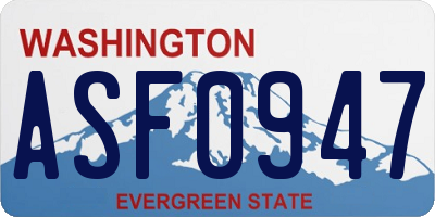 WA license plate ASF0947