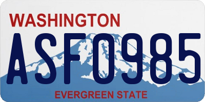 WA license plate ASF0985