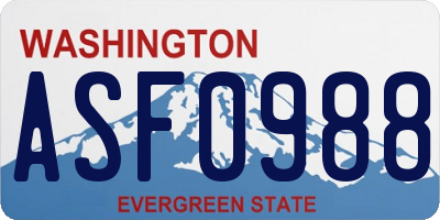 WA license plate ASF0988