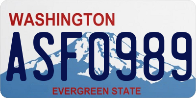 WA license plate ASF0989