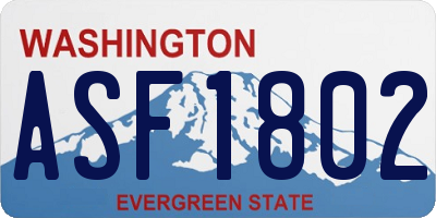 WA license plate ASF1802