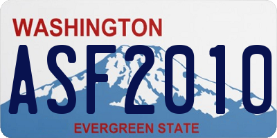 WA license plate ASF2010