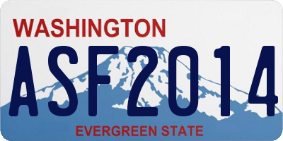 WA license plate ASF2014