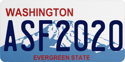 WA license plate ASF2020