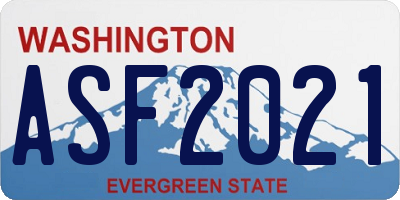 WA license plate ASF2021