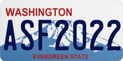 WA license plate ASF2022