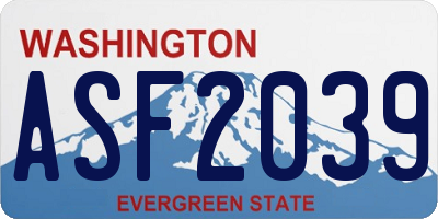 WA license plate ASF2039
