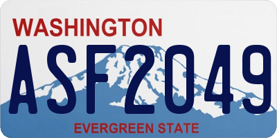 WA license plate ASF2049