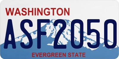 WA license plate ASF2050
