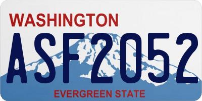 WA license plate ASF2052