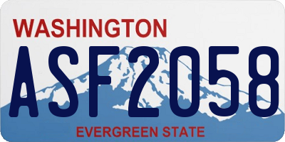 WA license plate ASF2058