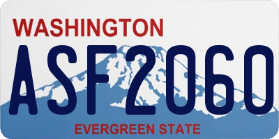 WA license plate ASF2060