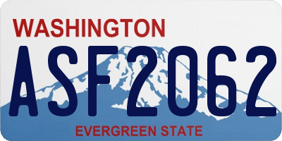 WA license plate ASF2062