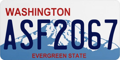 WA license plate ASF2067