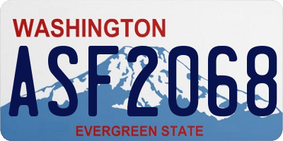 WA license plate ASF2068