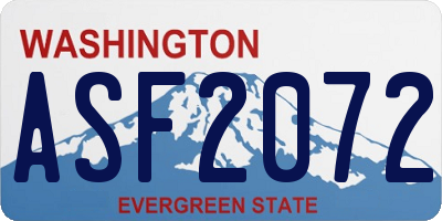WA license plate ASF2072