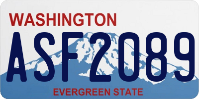 WA license plate ASF2089