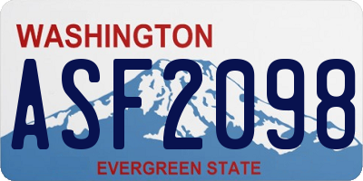 WA license plate ASF2098