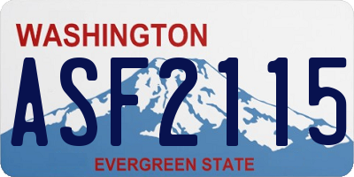 WA license plate ASF2115