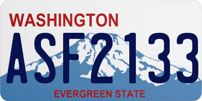 WA license plate ASF2133